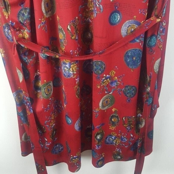 Vintage Petra Fashion Night Robe Womens One Size Red Graphic Print - Picture 5 of 7